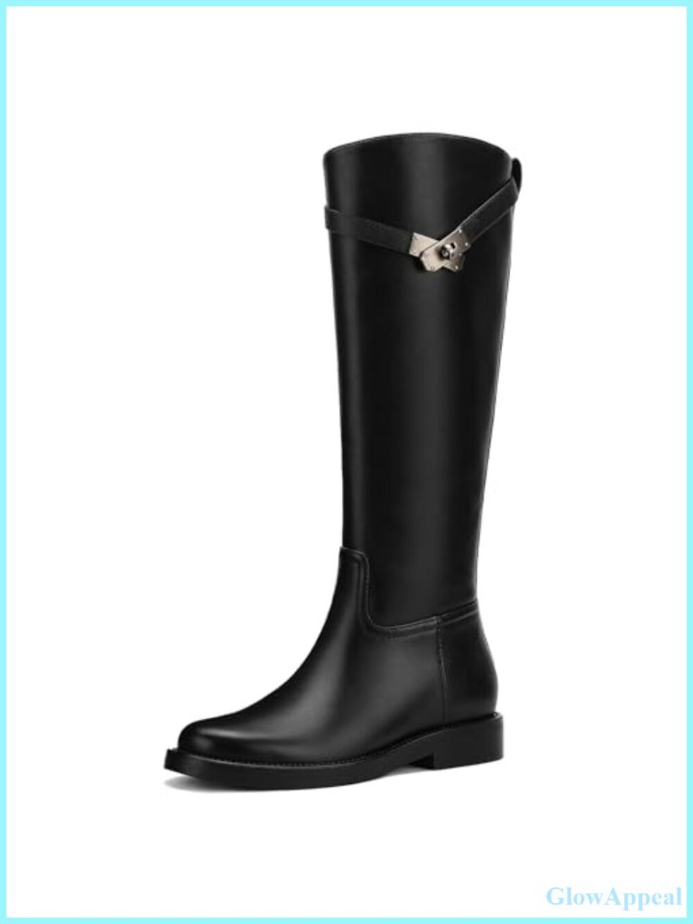 Knee High Boots Women Faux Leather Low Heel Pull On Wide Calf Riding Boots